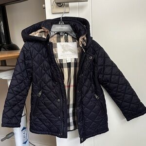 Burberry 2T navy classic Quilted Coat with Removable hood